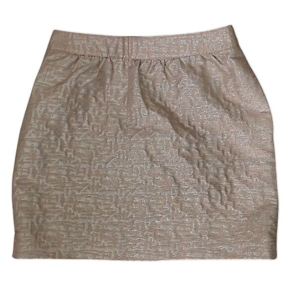 Ann Taylor Loft Mini Skirt 00P Fairy Office Corpcore Shimmery Metallic Brocade - Picture 9 of 16